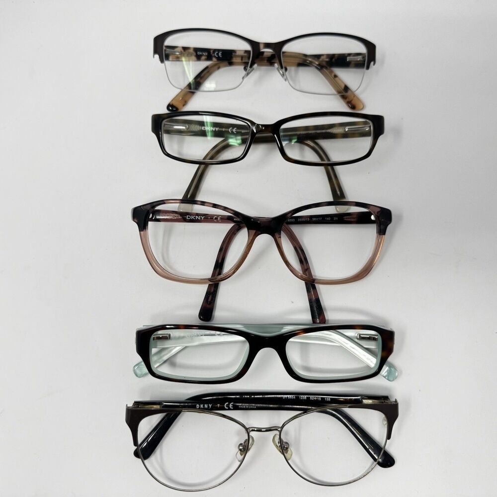 Lot of 5 DKNY Designer Eyeglass Frames Mixed Styles Sizes